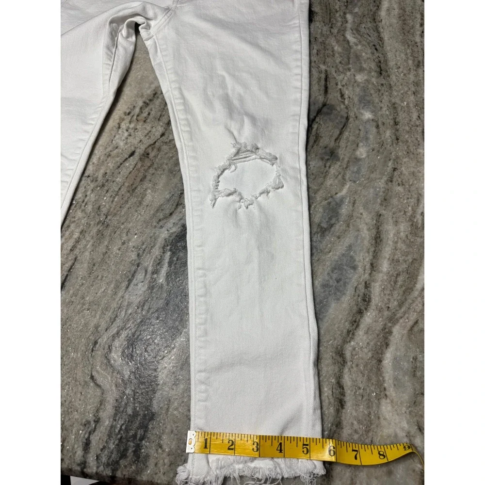 Levi's 721 High Rise Skinny Jeans Womens 30 Denim White Distressed Raw Hem Boho‎